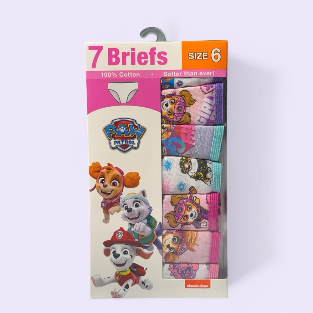 Paw Patrol Girls' 7-Pack Briefs - Pink, Purple, Teal, White (x2=14 briefs)
